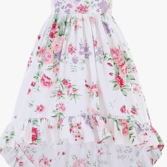 Somlatrecy Girls Floral Party Open Back Lace Up Dress: NWT SZ12(11-12years) Cute - Picture 2 of 10